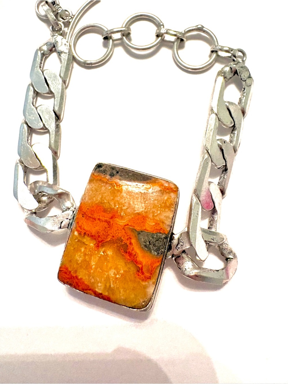 Beautiful, Exclusive chain. and a 1 inch bumble bee Jasper.